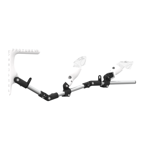 Right view of MagTube vr gunstock for Pico 4 Ultra with Chrome Armature with White MK1 Buttstock and White PLA cups