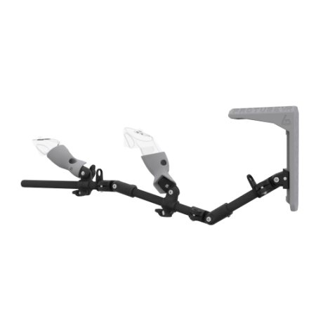 Left view of MagTube vr gunstock for Pico 4 Ultra with Carbon Armature with Grey MK2 Buttstock and Grey PLA cups