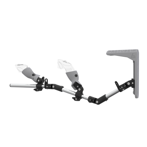 Left view of MagTube vr gunstock for Pico 4 Ultra with Chrome Armature with Grey MK2 Buttstock and Grey PLA cups
