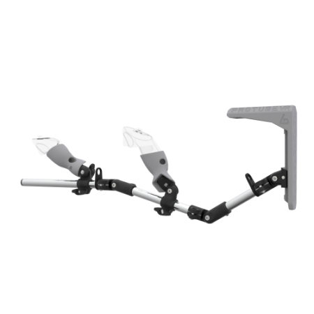 Left view of MagTube vr gunstock for Pico 4 Ultra with Chrome Armature with Grey MK2 Buttstock and Grey PLA cups