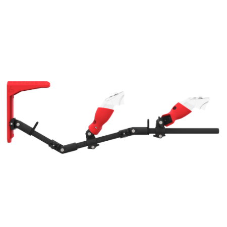 Side view of MagTube vr gunstock for Pico 4 Ultra with Carbon Armature with Red MK2 Buttstock and Red PLA cups