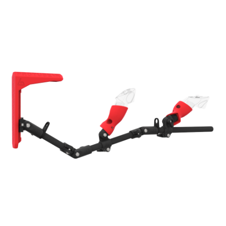 Right view of MagTube vr gunstock for Pico 4 Ultra with Carbon Armature with Red MK2 Buttstock and Red PLA cups