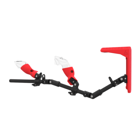 Left view of MagTube vr gunstock for Pico 4 Ultra with Carbon Armature with Red MK2 Buttstock and Red PLA cups