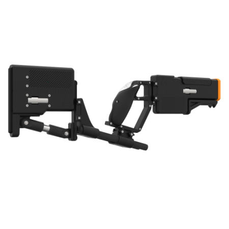 Right of a probolter heavy for meta quest 3 with black carbon rear cup for right hand with recoil stock with orange tip