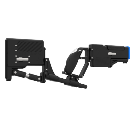 Right of a probolter heavy for meta quest 3 with black carbon rear cup for right hand with recoil stock with blue tip