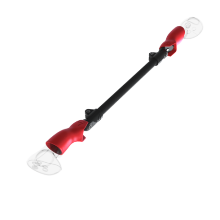 Left view of ProSaber lightsaber and paddle for Pico 4 Ultra with Black Carbon Armature and Red PLA cups