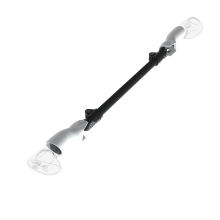 Left view of ProSaber lightsaber and paddle for Pico 4 Ultra with Black Carbon Armature and White PLA cups
