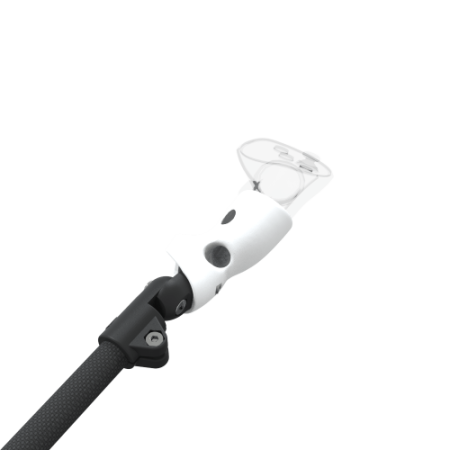 Zoom view of ProSaber lightsaber and paddle for Pico 4 Ultra with Black Carbon Armature and White PLA cups