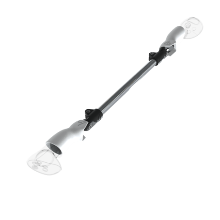 Left view of ProSaber lightsaber and paddle for Pico 4 Ultra with Chrome Armature and White PLA cups