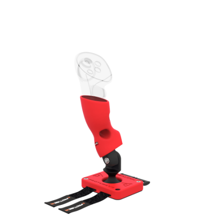 Left view of Left hand ProTas VR Joystick for Pico 4 Ultra with Red PLA base with Red PLA cups