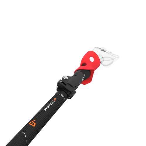 Close view of Swing It VR golf club for Pico 4 Ultra Carbon Armature and Red PLA cups Left hand