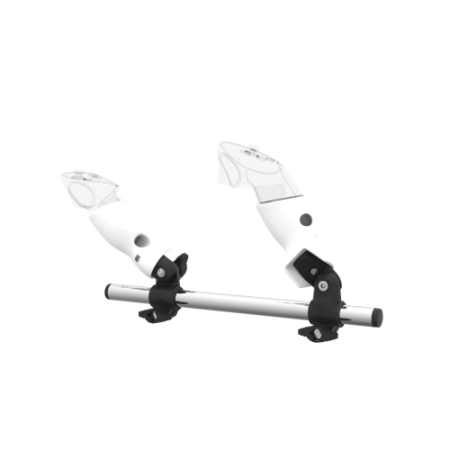Left view of Right hand Starter vr gun stock for Pico 4 Ultra without shoulder stock and White cups Chrome tube
