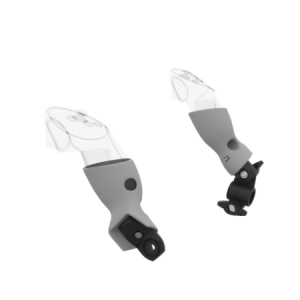 Left view of fastened vr gun stock to magtube gunstock with Grey PLA cups for Pico 4 Ultra