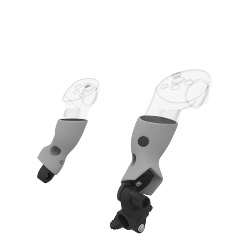 Right view of fastened vr gun stock to magtube gunstock with Grey PLA cups for Pico 4 Ultra