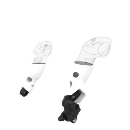 Right view of fastened vr gun stock to magtube gunstock with White PLA cups for Pico 4 Ultra