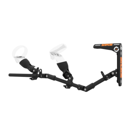 Left view of virtual reality gunstock Magtube full carbon with for Meta Quest 2 with ScopeOG collaboration stock