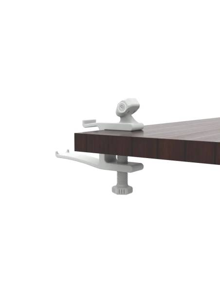 Left view of desk VR headset stand without HMD