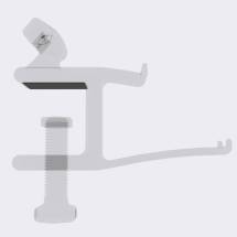 Side view of desk VR headset stand pad with transparant stand