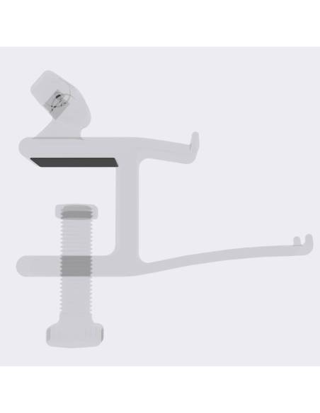 Side view of desk VR headset stand pad with transparant stand