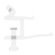 Side view of desk VR headset stand off white screw stopper with transparent stand