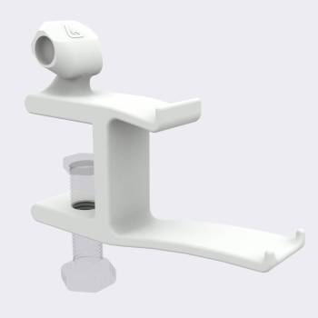 Right view of desk VR headset stand off white with transparent screw