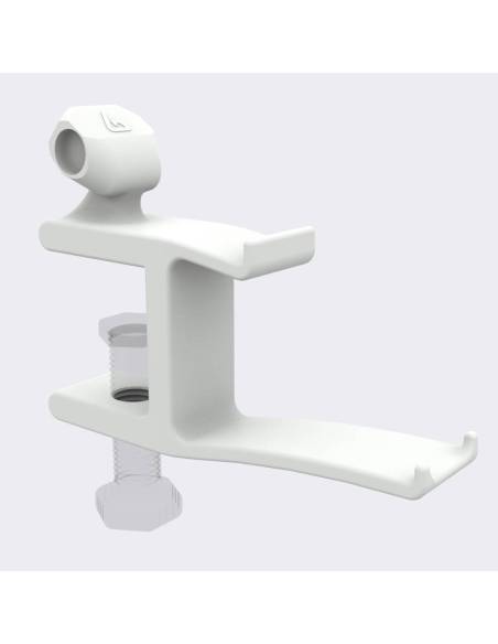 Right view of desk VR headset stand off white with transparent screw