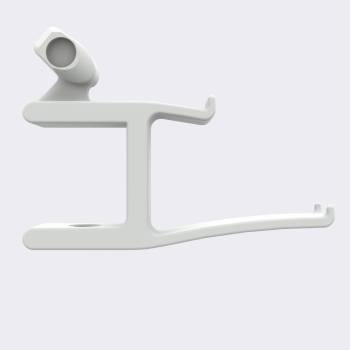 Side view of desk VR headset stand off white without screw
