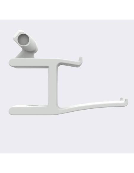 Side view of desk VR headset stand off white without screw
