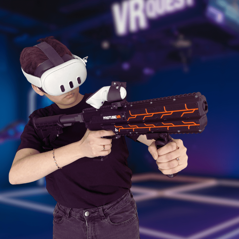 Probolter Elite Heavy in uso da una donna che pratica la realt&agrave; virtuale.