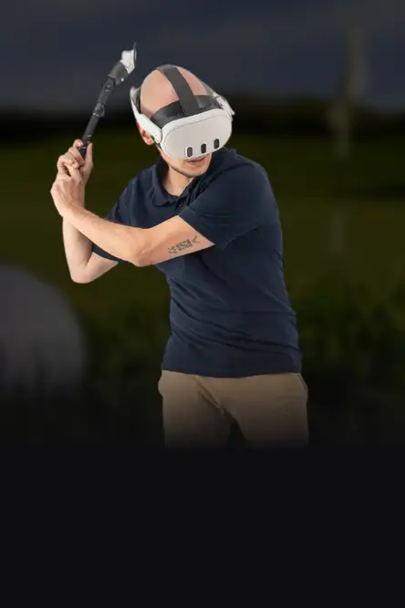 swingit golf club attachment ready to be swing by a male player