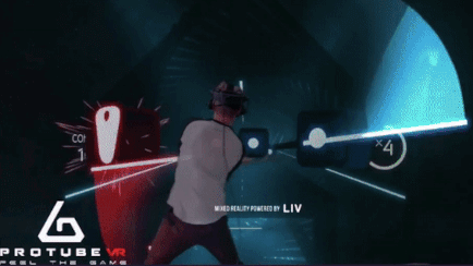 Prosaber ProtubeVR member playing beatsaber 3