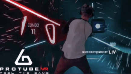 Prosaber ProtubeVR member playing beatsaber 4